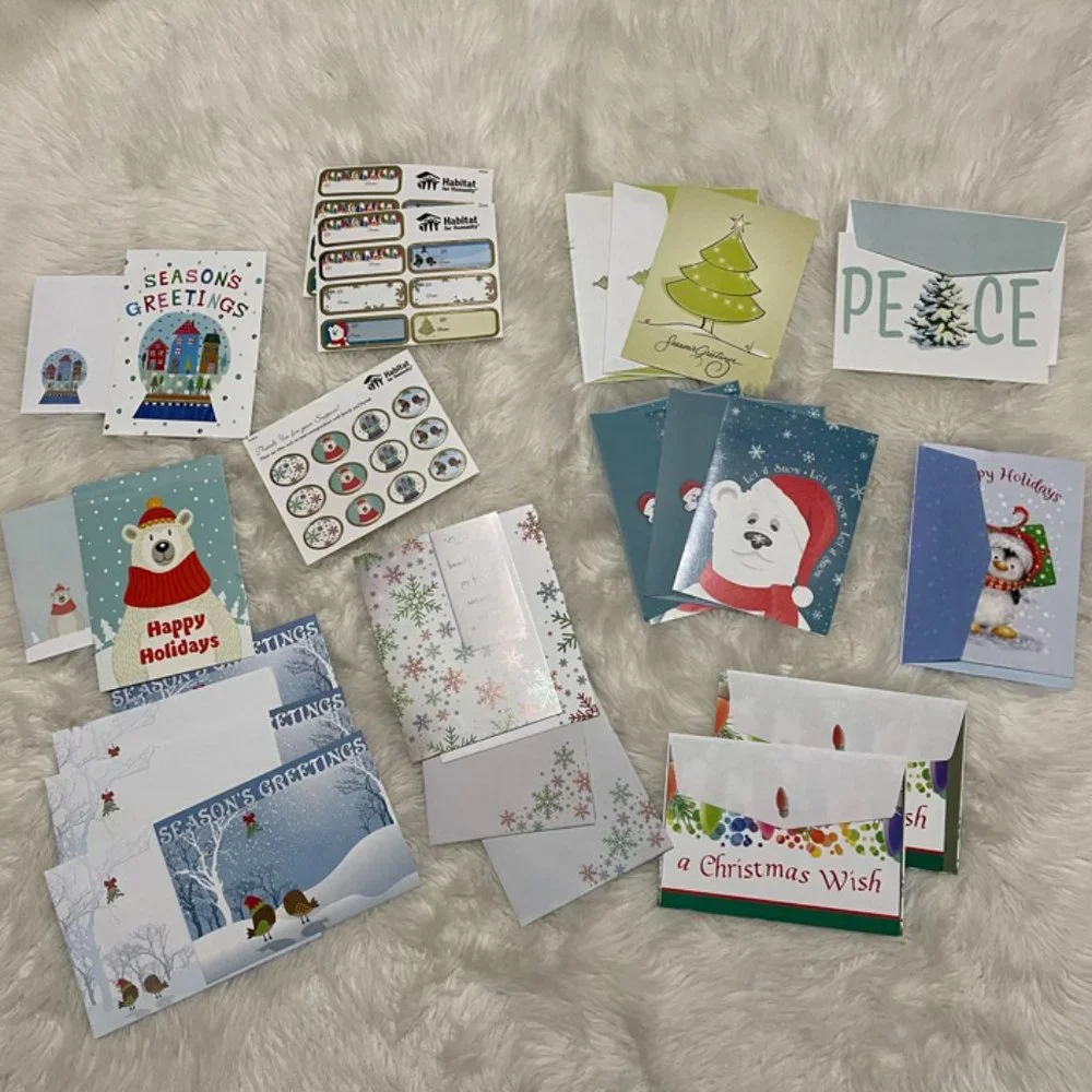 Holiday Card set 16 cards w/ matching envelopes, 14 to/from, 12 envelope seals